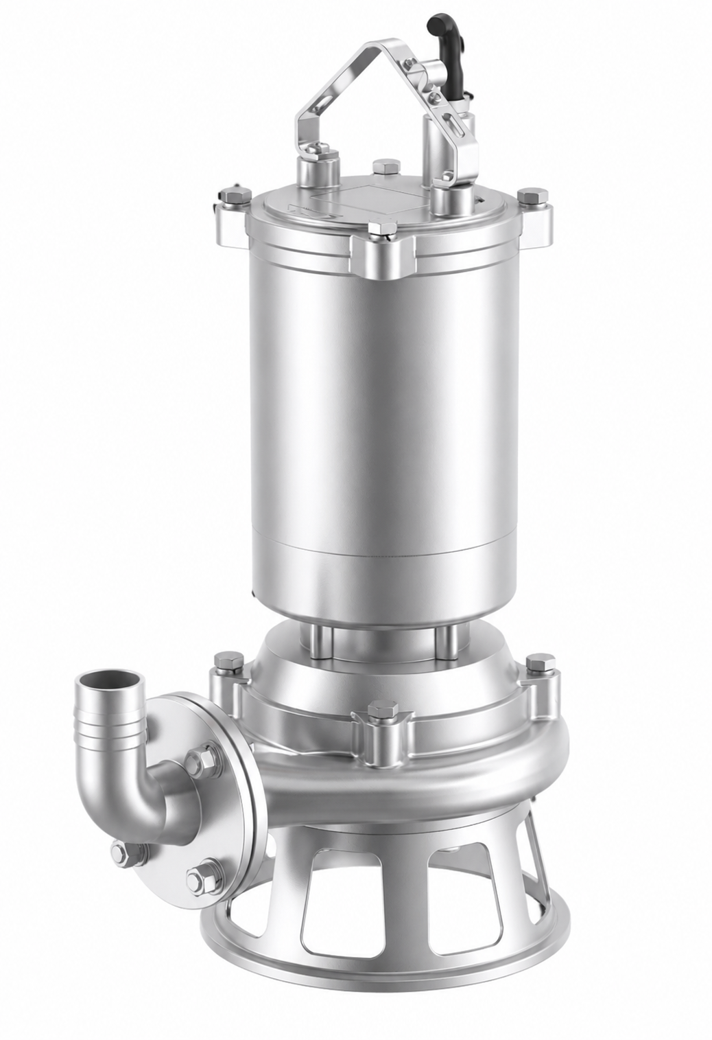 Stainless steel cutting sewage pump side view