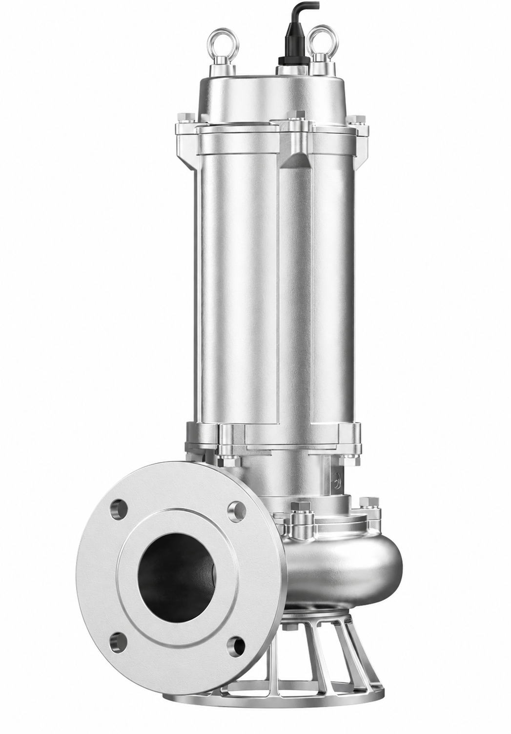 Cutting impeller wastewater pump stainless steel detail view