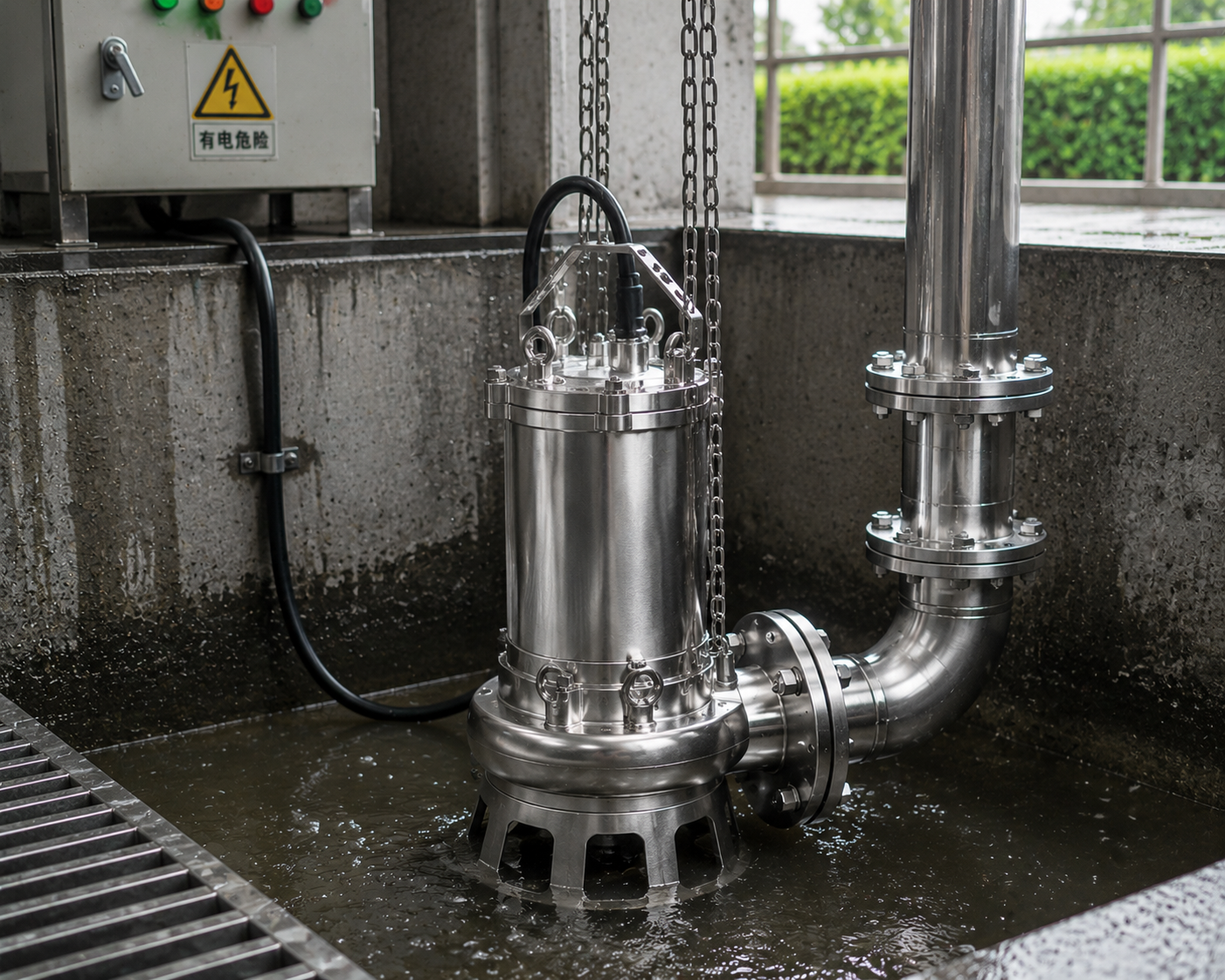 Fibrous wastewater application for stainless steel cutting pump