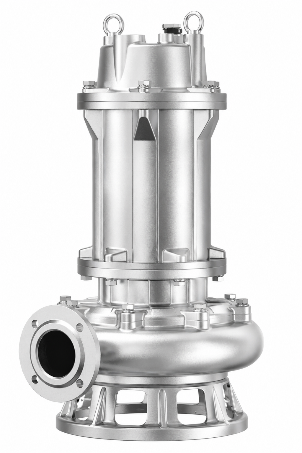 Submersible sewage pump stainless steel detail view